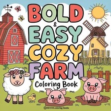 Libro para colorear Revive audaz y fácil acogedor granja para colorear boo (libro de bolsillo) (importación de EE. UU.)