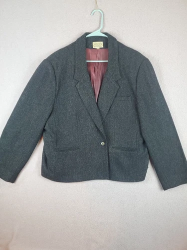 VALENTINO Blazer monopetto vintage The Villager donna 100% pura lana misto giacca USA