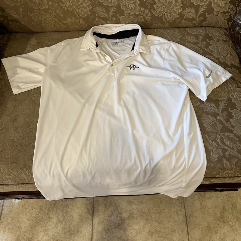 Nike Golf Standard Fit Dri Fit Polo White XL Excellent Condition