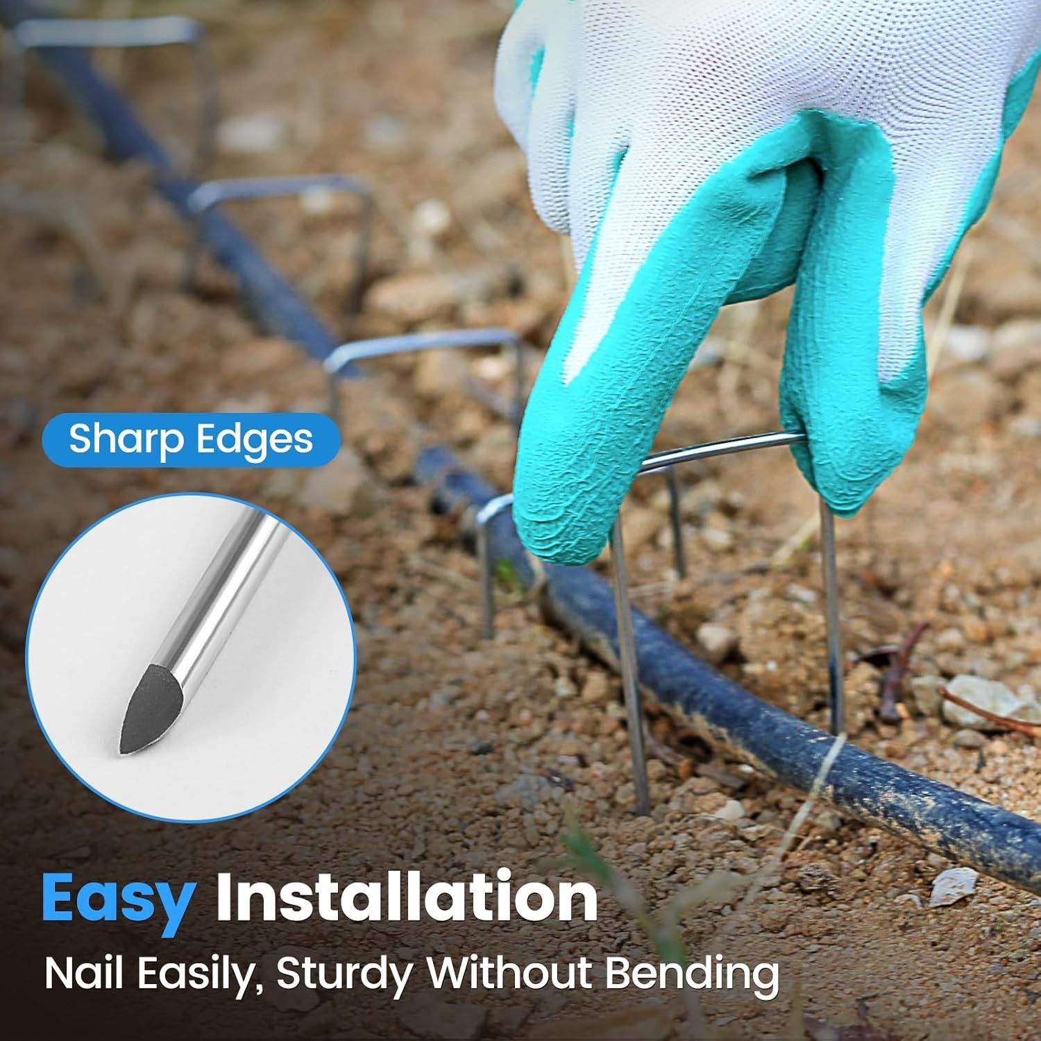 Garden Stakes - Landscape Staples 20 Pack 11 Gauge Tent Stakes, Garden Staples 6