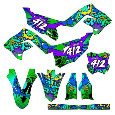 2003-2008 Für Polisport Restyle KX 250 Zany Grün Senge Grafiken Set Kompatibel