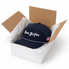 Performance Golf Rope Hat Snapback Laser Perforated USA Flag Breathable Cap Navy