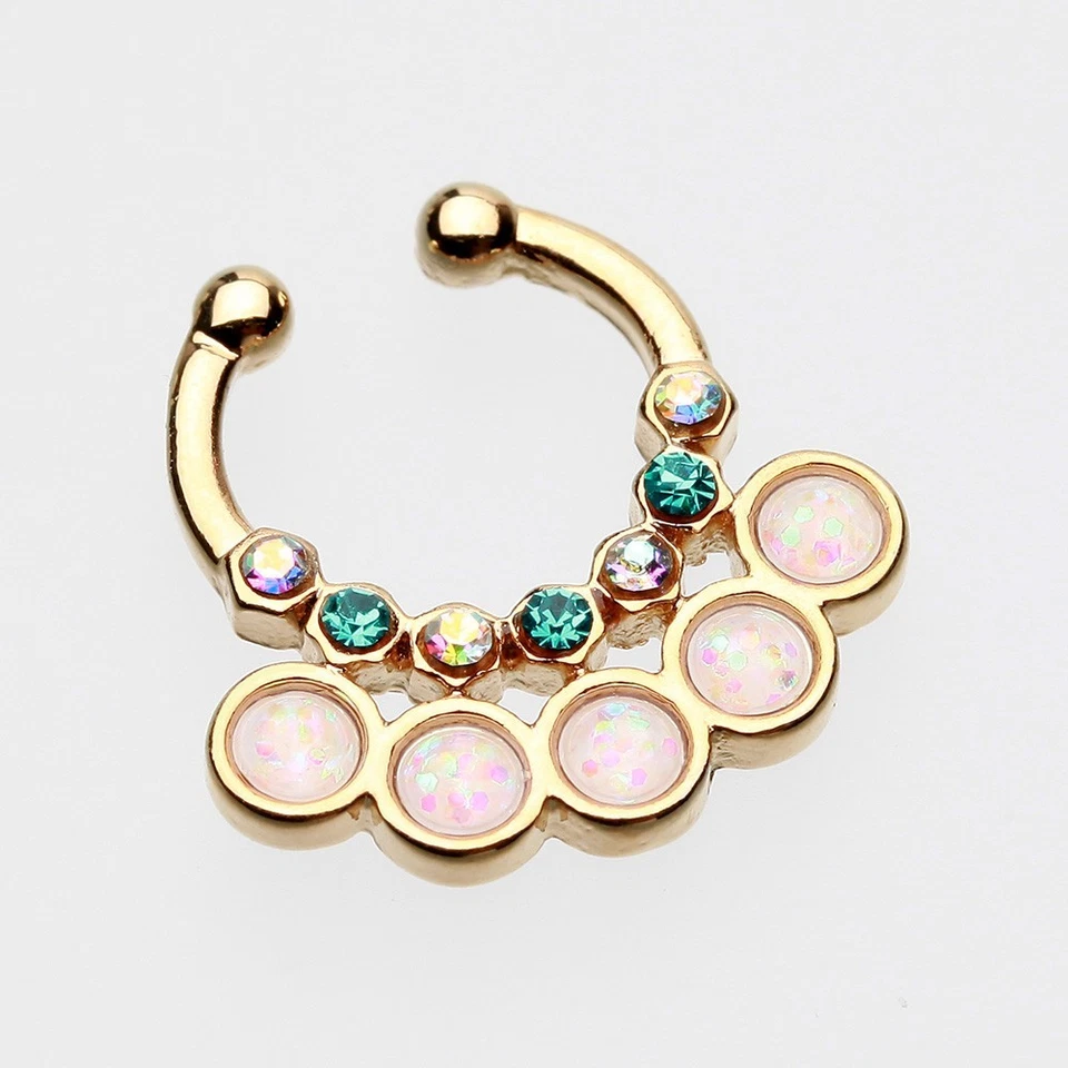 Opal Aureole Gemina Fake Septum Clip-On Ring - Image 4 of 4