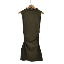 Quince Women Stretch Cotton Jersey Mock Neck Mini Dress Kalamata Olive S