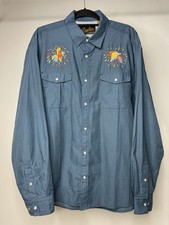 Howler Brothers Dos Gallos Gaucho Snapshirt Blue Microstripe Men's XL Roosters