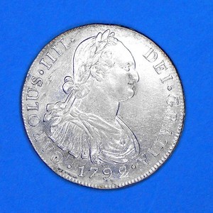 SILVER 1792 8 REALES GUATEMALA SPANISH COLONIAL HIGH GRADE