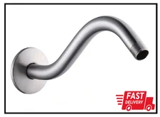 9 In. Curved Shower Arm with Flange in Brushed Nickel