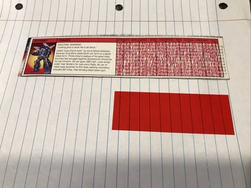 Original TRANSFORMERS G1 TRACKS Tech Spec Card VINTAGE Bio/Stats CUT-OUT
