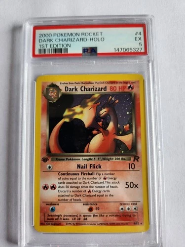 1sr Edition Dark Charizard 4/82 2000 PSA 5 Team Rocket Holo