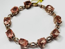 TJC gilded silver,big morganite doublets and diamonds bracelet new with tag