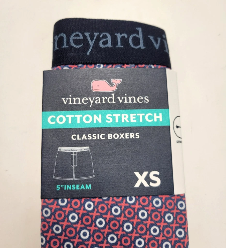 Nova Roupa Íntima Boxer Clássica VINEYARD VINES Masculina XS XSMALL Azul Estampa Vermelha - Imagem 3 de 4