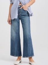Re/Done High Rise Wide Leg Crop Crafted Indigo Size 26 BNWT