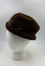 Vintage Brown 7" Velour Cloche Hat