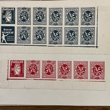 Scarce -1929 page of 5c x 10 + advert stamps and 5x 25c +advert stamp