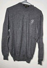Roberto Cavalli Sweater Men Grey Knit Crewneck Logo Made in Italy DAMAGED HOLES