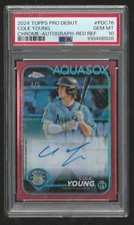 2024 COLE YOUNG Topps Chrome Pro Debut RED REF AUTO /5  Gem Mint💎PSA 10🔥