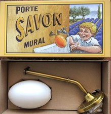 Porte-Savon Mural Écolier – Savon Pur Végétal Fleur de Coton – Support Laiton