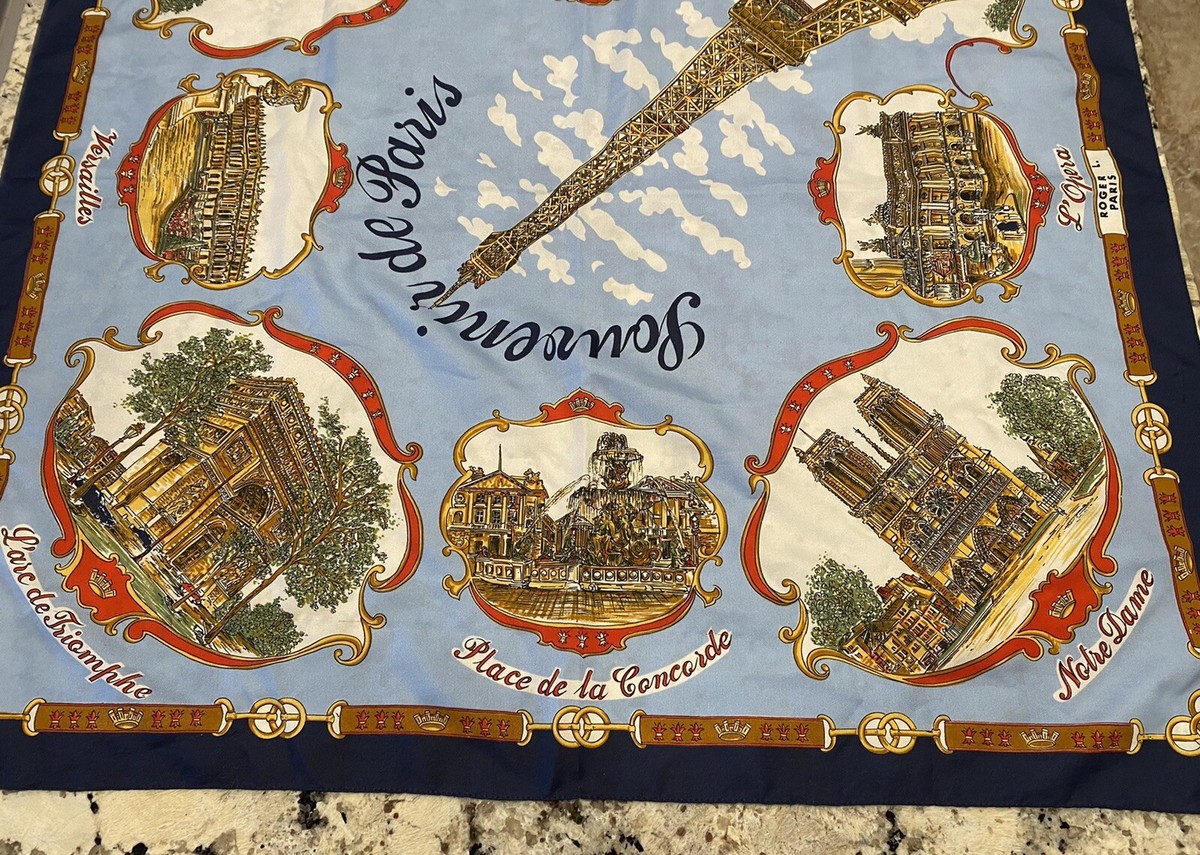 VTG Rare Creations de Paris Souvenir  Scarf With Paris scenes and Graphics View 4