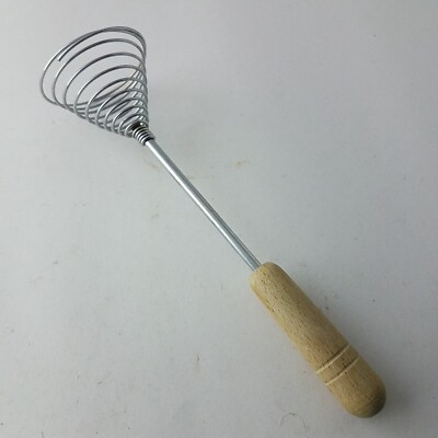 Vintage Spring Whisk Wood Handle 8 1/2 In Long