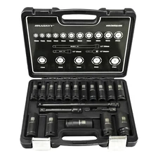 Schlagschrauber Nüsse 10-27mm 1/2" 19 tlg 2x Verlängerung 1/4" Adapter HASKYY®