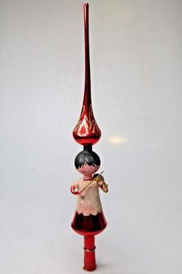 Vintage Glass 16'' TREE TOPPER GIRL w VIOLA Christmas Ornament De Carlini Italy