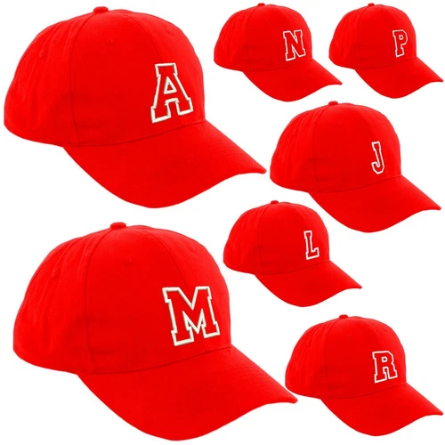 Red Baseball Cap Kids Adult Size Boy Girl School Hat Casual Men Women Caps A-Z