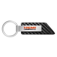 Hemi 5.7 Liter Carbon Fiber Texture Black Leather Strap Key Chain