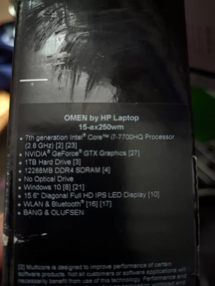 HP Omen 15-ax250wm,i7-7700HQ 2.8GHz,4GB GTX 1050 TI,12GB RAM, 1TB