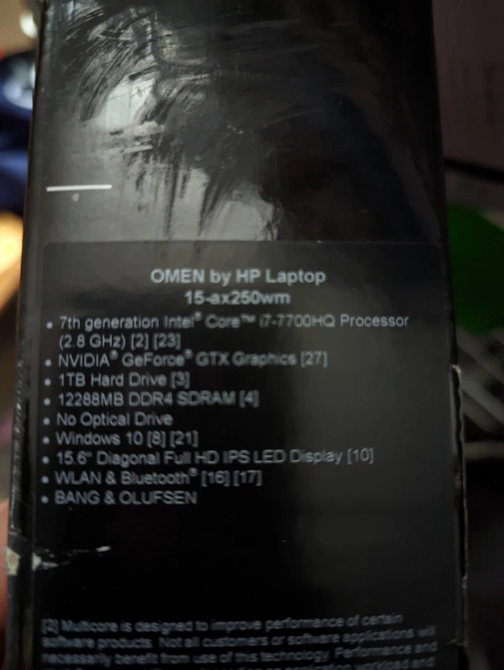 HP Omen 15-ax250wm,i7-7700HQ 2.8GHz,4GB GTX 1050 TI,12GB RAM, 1TB HDD - Image 2 of 2