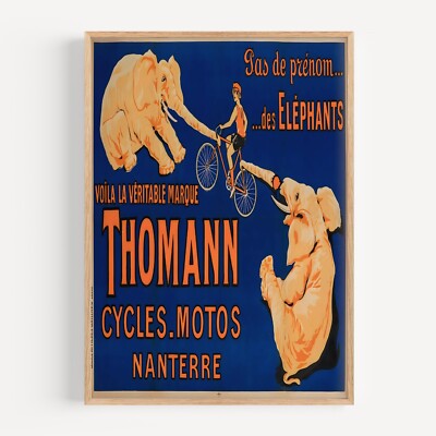 Thomann Cycles Motos France Bicycle 1926 Retro Vintage Poster Print