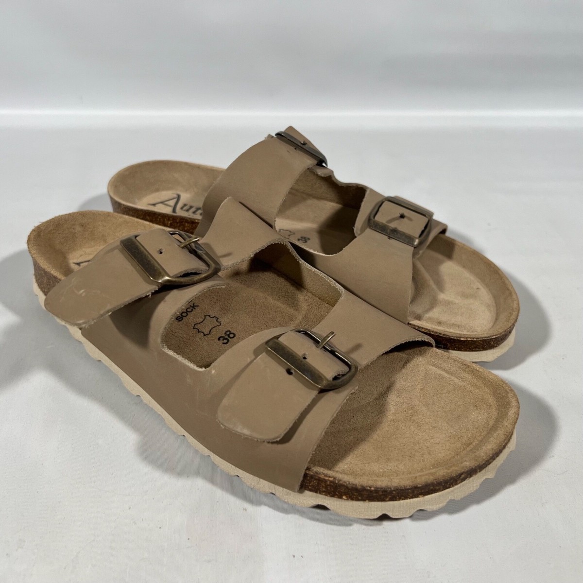 Autenti Made Spain Genuine Leather Woman Birkibuc Sandals 38 
