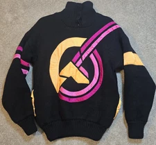 Tyrolia By Head Wool Ski Sweater Lined Pockets High Neck 80s Style Women's S 4/6