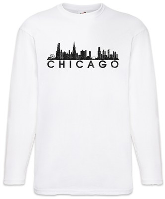 Skyline Chicago Langarm T-Shirt City Fun United States of America USA US Flag