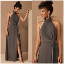 NWT Anthropologie BHlDN Jenny Yoo Elliya Maxi Dress Charcoal Gray Womens 2