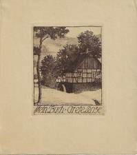 GERHARD WEDEPOHL: Exlibris für Grete Lenze, Fachwerkhaus
