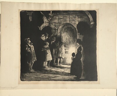 Mabel Dwight ''Tourists in the Crypt at Chartres'' Original Lithograph Signed 1928