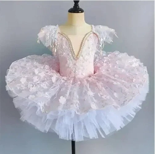 VETEMENTS Abbigliamento da ballo rosa per bambini con paillettes fiori tutù vestito tutù bambina