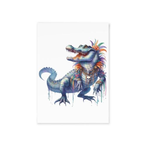 Mystic Sharman, Festive Crocodile - One-Sided Greeting Card/Art Print with En... - Picture 1 of 4