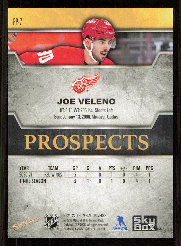 2021-22 Metal Universe Skybox Premium Prospects #PP7 Joe Veleno - Image 2 of 2