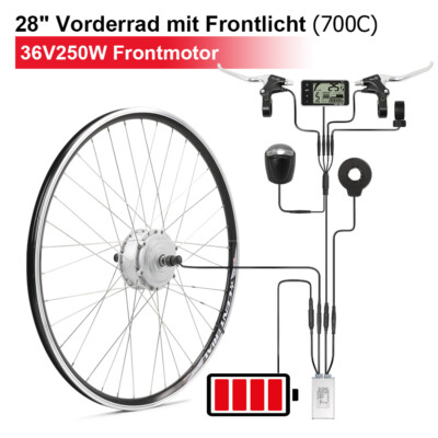 Hub Motor 36V250W 28'' Frontmotor Fahrrad E-Bike Conversion Kit mit Schweinwerfer