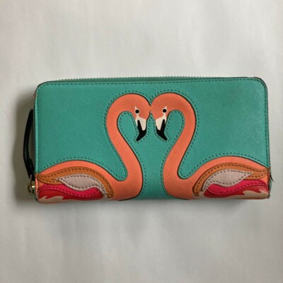 Kate Spade New York Zippered Long Wallet Fringed Flamingo