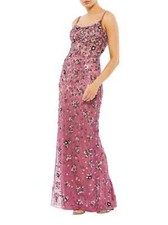 Mac Duggal Raspberry Purple Floral Beaded Column Gown Size 12 $598