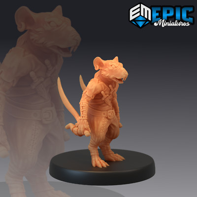 Rat Warrior Epic Miniatures Monster RPG D&D Pathfinder 3D Print Skaven