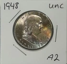 1948 Franklin Half Dollar Coin Toned Uncirculated