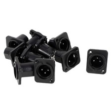 Audio XLR Male Connector Chassis Panel Mount Coupler Black Silver Tone 10 Pieces