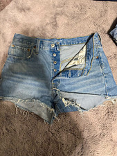 Levi's 501 Light Wash Mid Rise Denim Cut Off Shorts Women s W29