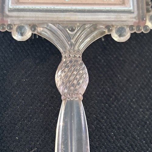Vintage 8" Girl's Woman's Pink & Silver Ballarina Lucite Acrylic Hair Brush - Picture 3 of 14
