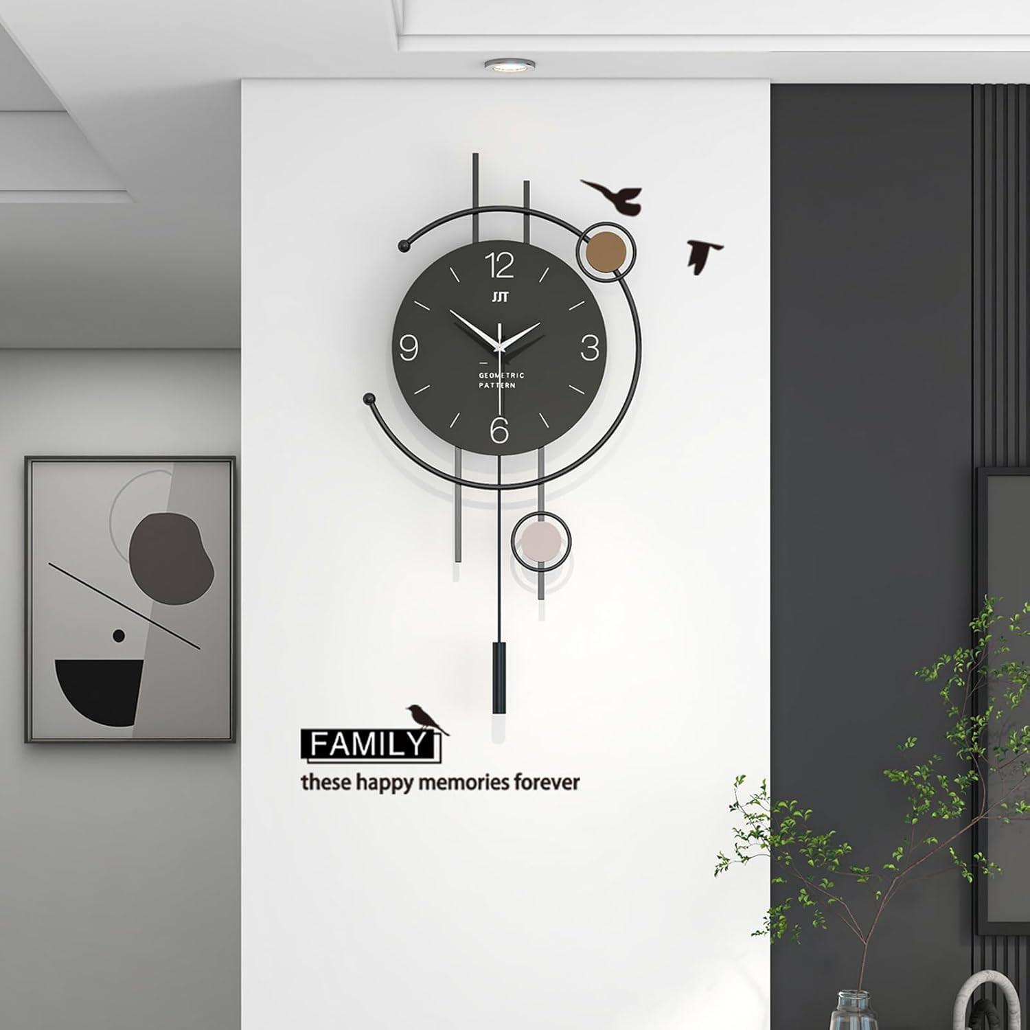 Large Black Wall Clock for Living Room Decor Big Metal Minimalist Decorative Wal