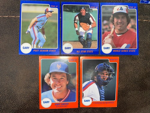 (5) 1987 Star Co. Gary Carter MLB Montreal Expos World Series Baseball Cards!