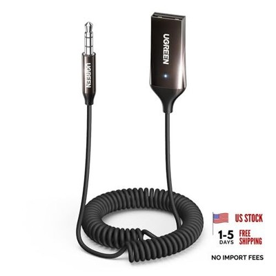 UGREEN Aux to Bluetooth 6.0 Adapter 3.5mm Bluetooth Receiver for Car Dark Grey